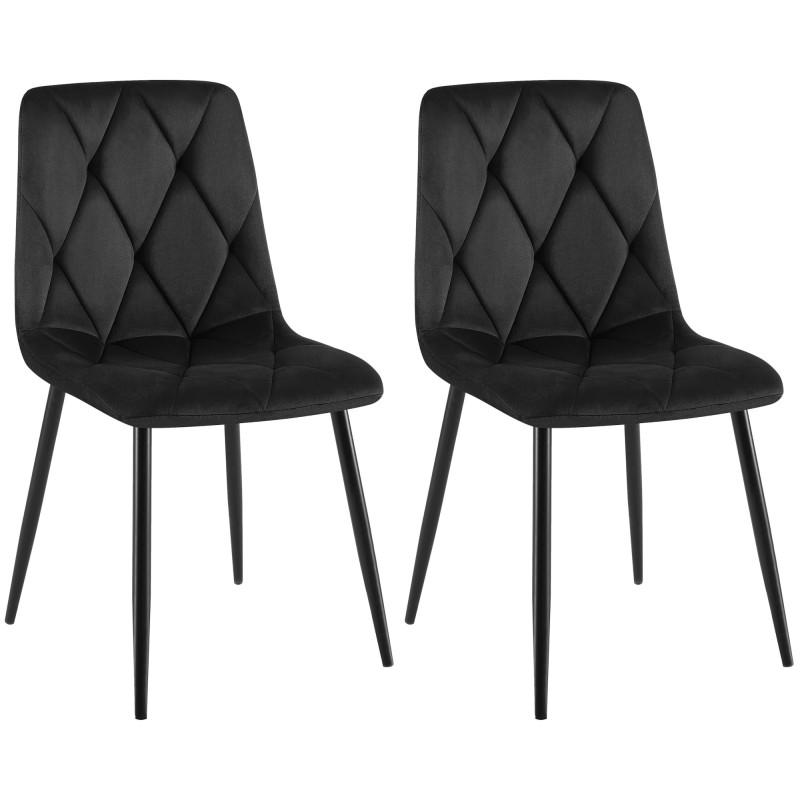 Set di 2 sedie da pranzo Clairton in velluto nero
