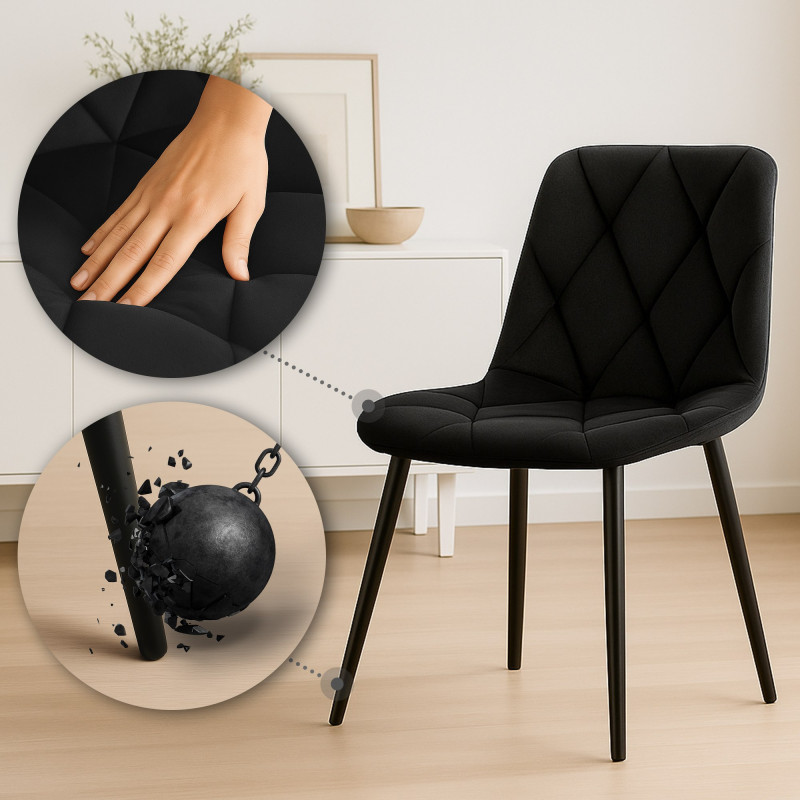Set di 2 sedie da pranzo Clairton in velluto nero
