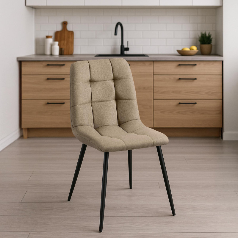 Conjunto de 2 cadeiras de sala de jantar Tilde em tecido bege acinzentado
