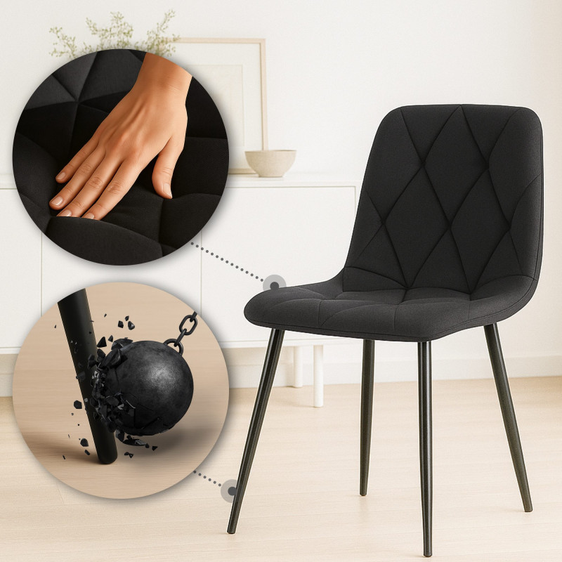Juego de 2 sillas de comedor de tela Clairton negras
