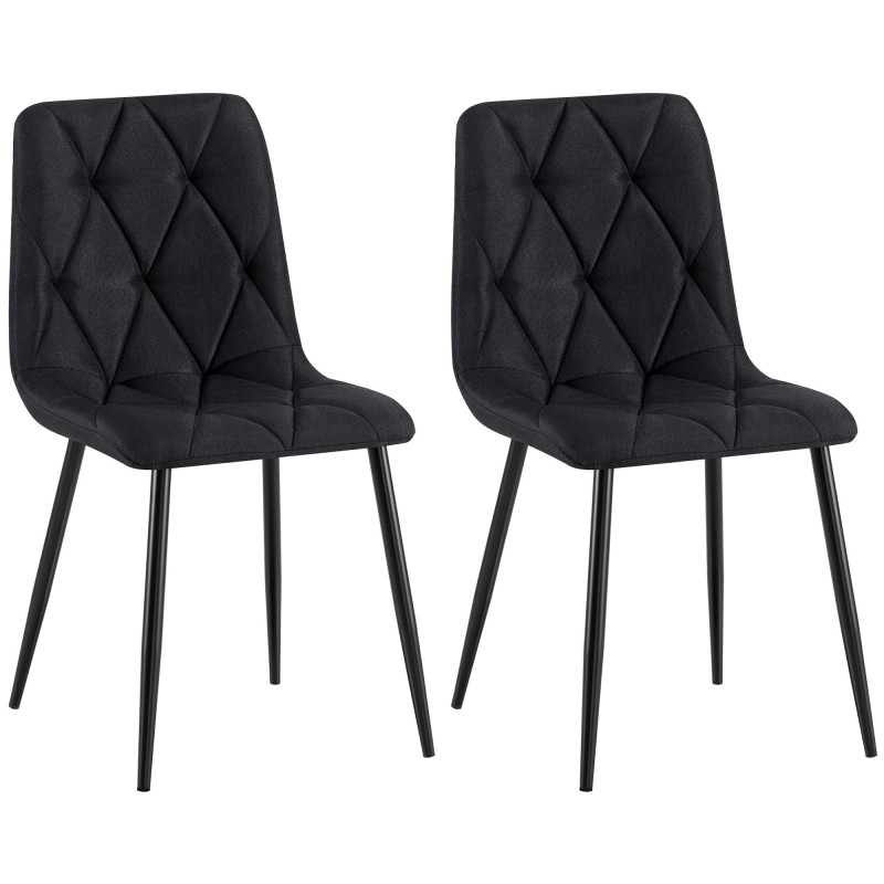 Juego de 2 sillas de comedor de tela Clairton negras
