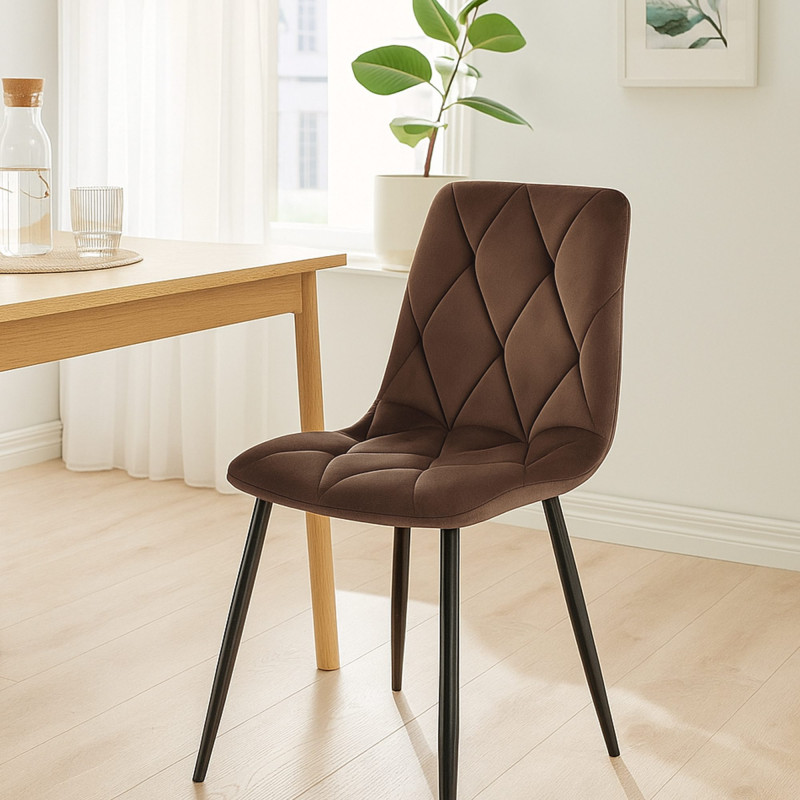 Lot de 2 chaises de salle à manger Clairton en velours marron