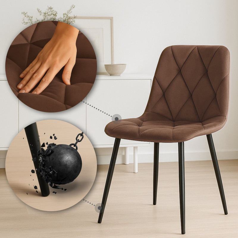 Juego de 2 sillas de comedor Clairton de terciopelo marrón
