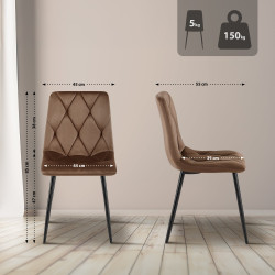 Juego de 2 sillas de comedor Clairton de terciopelo marrón
