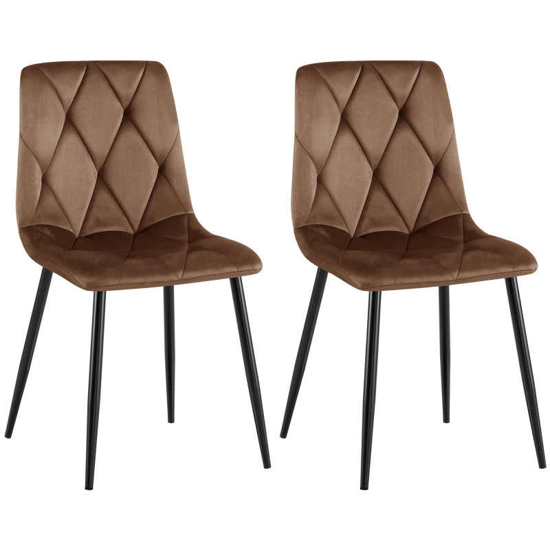 Juego de 2 sillas de comedor Clairton de terciopelo marrón
