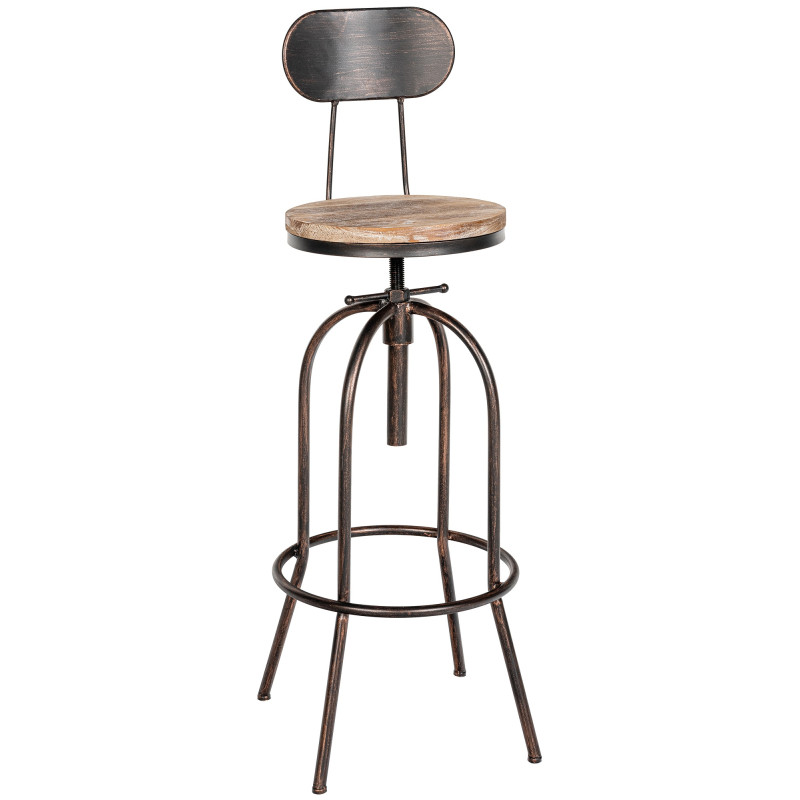 Taburete de bar Pino, madera de bronce