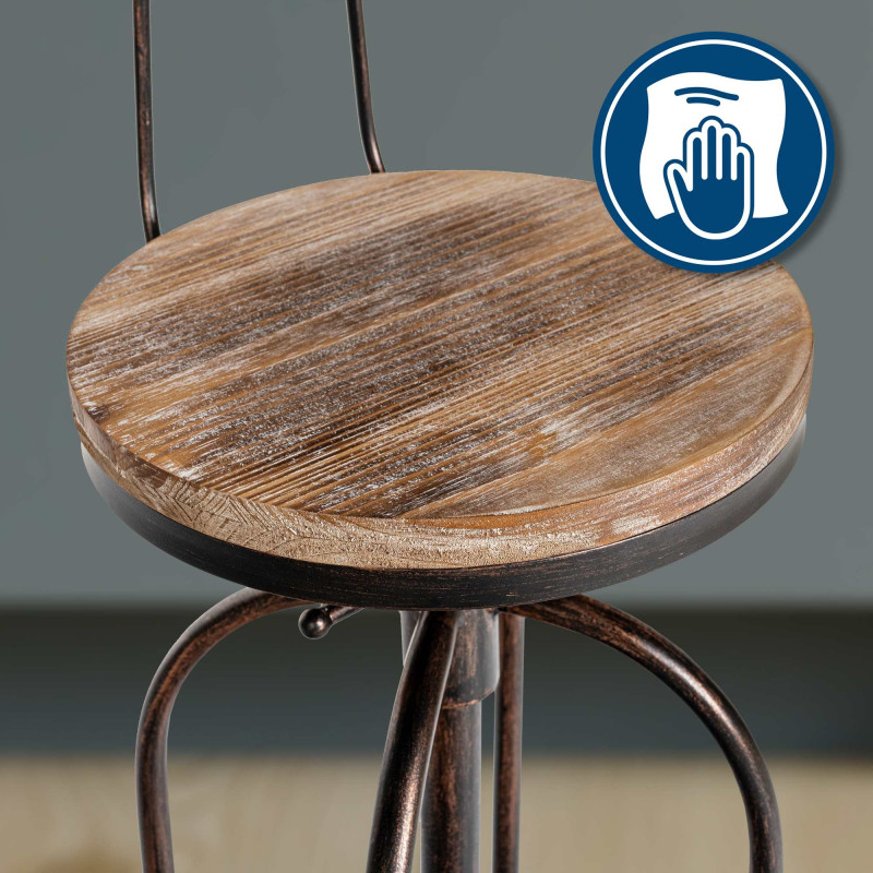 Tabouret de bar Pino, madeira bronze