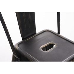 Tabouret de bar antique Aiden noir et or