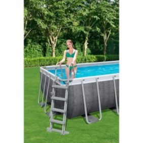 Kit Piscine hors sol tubulaire BESTWAY Power Steel™- 488 x 244 x 122 cm - Rectangulaire (Avec échelle, bвche, épurateur a cartou