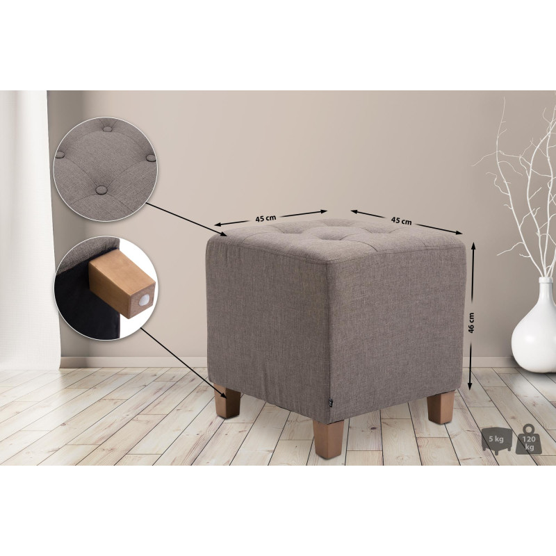 Pouf Pharaon, taupe clair antique