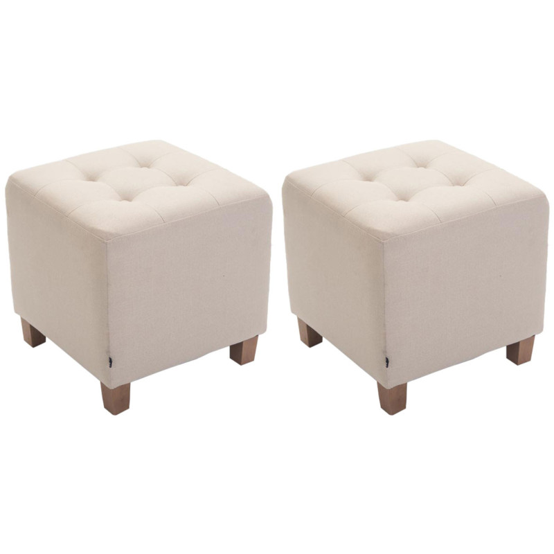 Lot de 2 Poufs Pharaon, crème clair antique