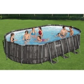 Kit Piscine hors sol tubulaire BESTWAY - Power Steel™ - 610 x 366 x 122 cm - Ovale (Avec épurateur, échelle, bвche)