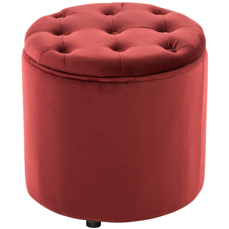 Pouf Pantin velours rouge
