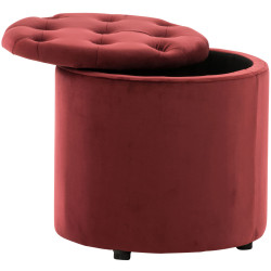 Pouf Pantin velours rouge