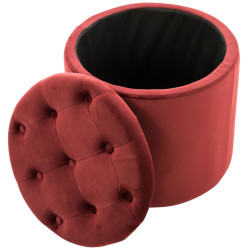 Pouf Pantin velours rouge