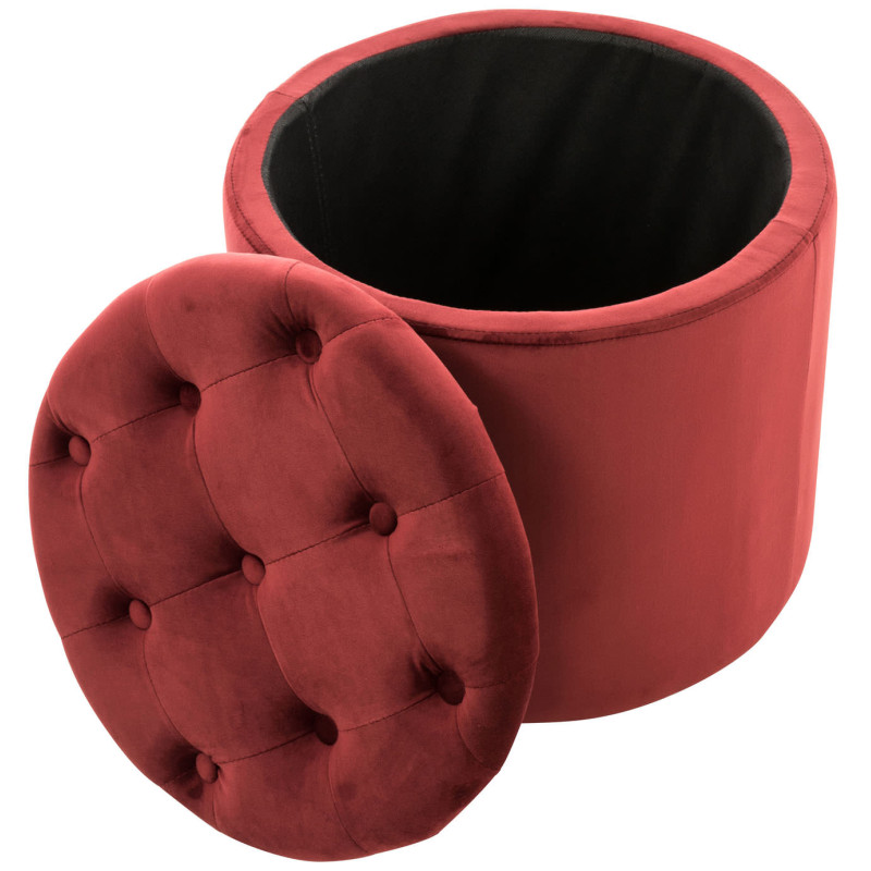 Pouf Pantin velours rouge