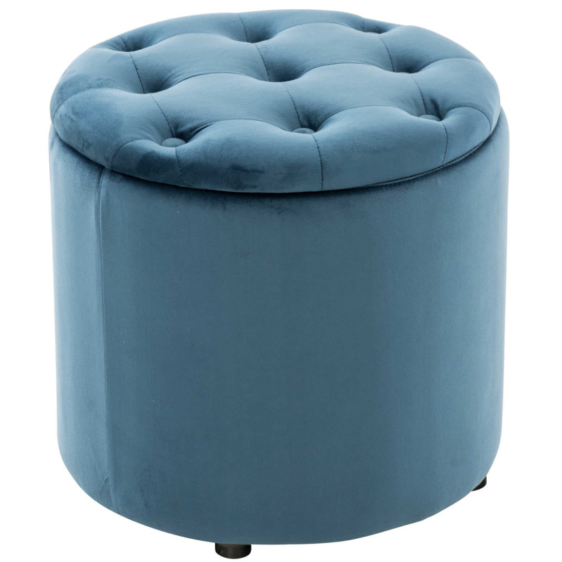 Pouf Pantin velours bleu