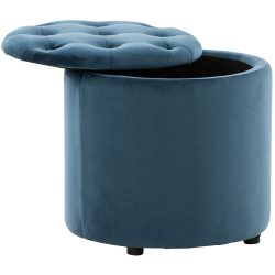 Pouf Pantin velours bleu