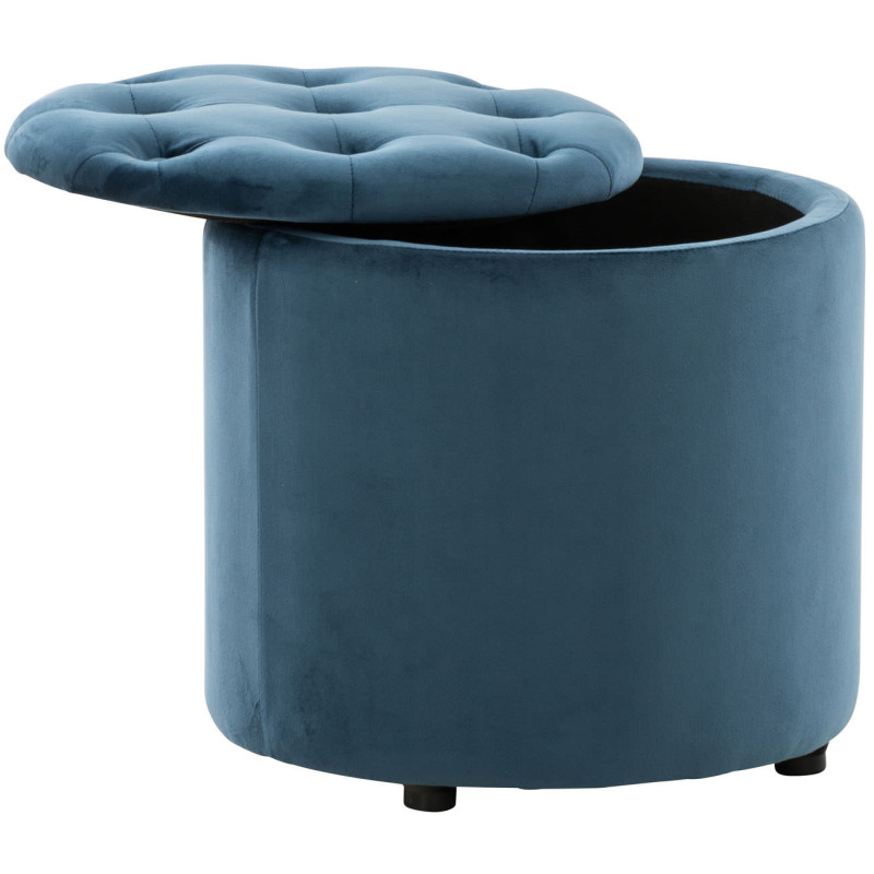 Pouf Pantin velours bleu