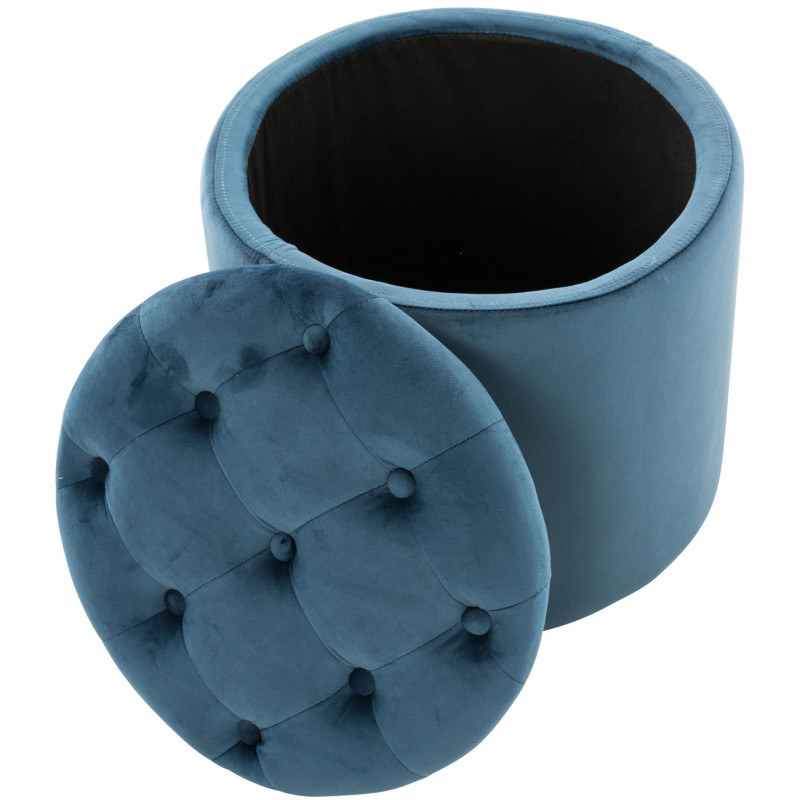 Pouf Pantin velours bleu