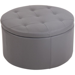 Pouf Evora, simili cuir gris