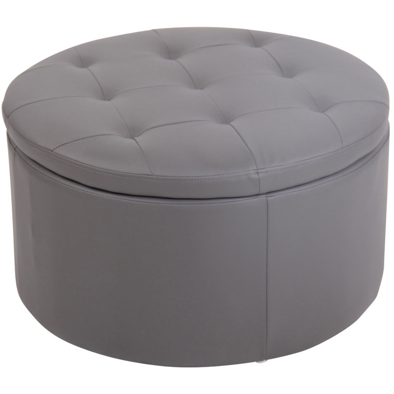 Pouf Evora, simili cuir gris