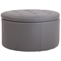 Pouf Evora, simili cuir gris