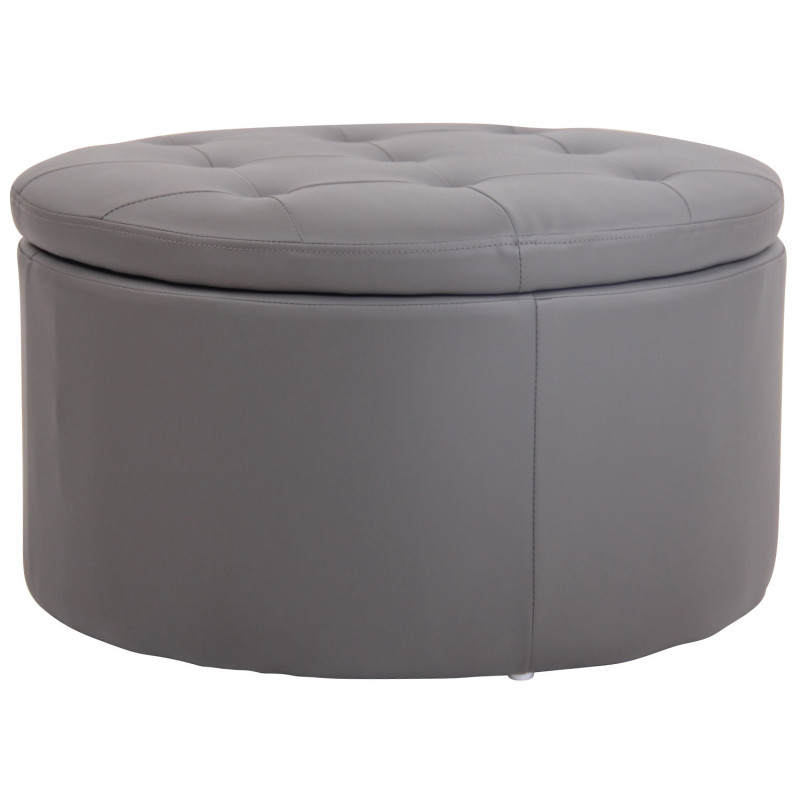 Pouf Evora, simili cuir gris
