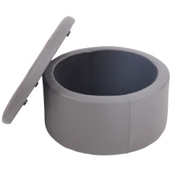 Pouf Evora, simili cuir gris