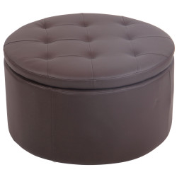 Pouf Evora, simili cuir marron