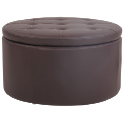 Pouf Evora, simili cuir marron