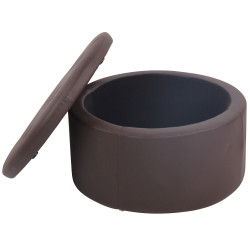 Pouf Evora, simili cuir marron