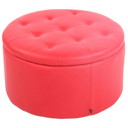 Pouf Evora, simili cuir rouge