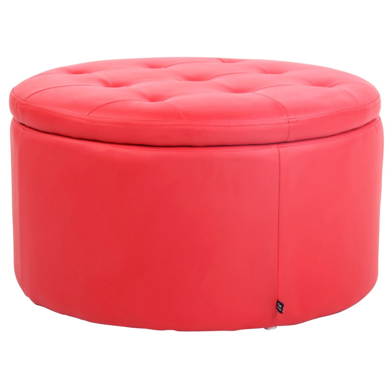 Pouf Evora, simili cuir rouge