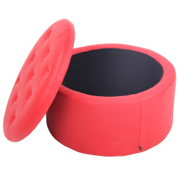 Pouf Evora, simili cuir rouge