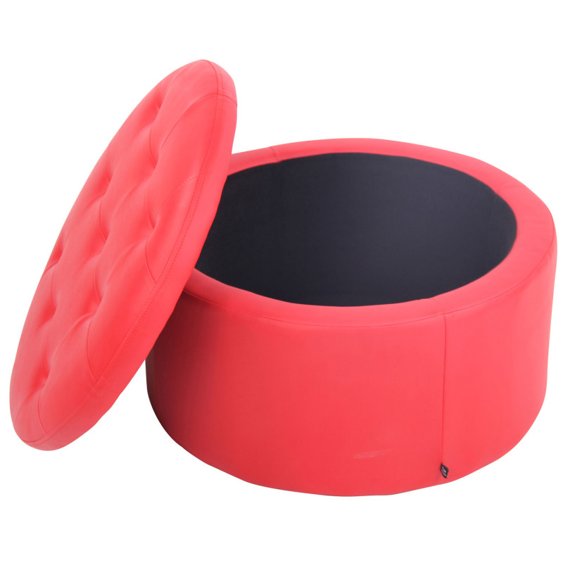 Pouf Evora, simili cuir rouge