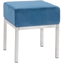 Pouf Lamega en velours bleu