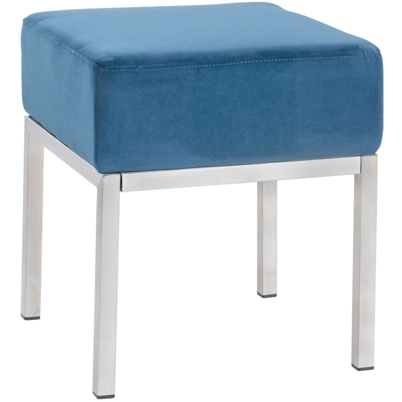 Pouf Lamega en velours bleu