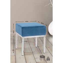 Pouf Lamega en velours bleu