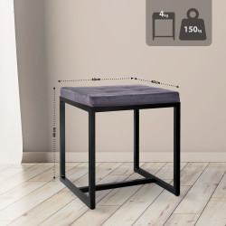 Pouf Barci B en velours gris foncé