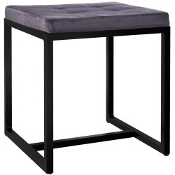Pouf Barci B en velours gris foncé