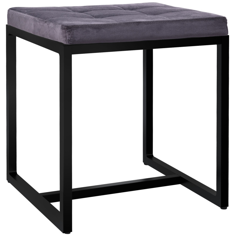 Pouf Barci B en velours gris foncé