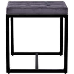 Pouf Barci B en velours gris foncé