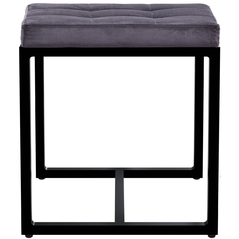 Pouf Barci B en velours gris foncé