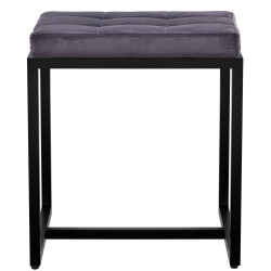 Pouf Barci B en velours gris foncé