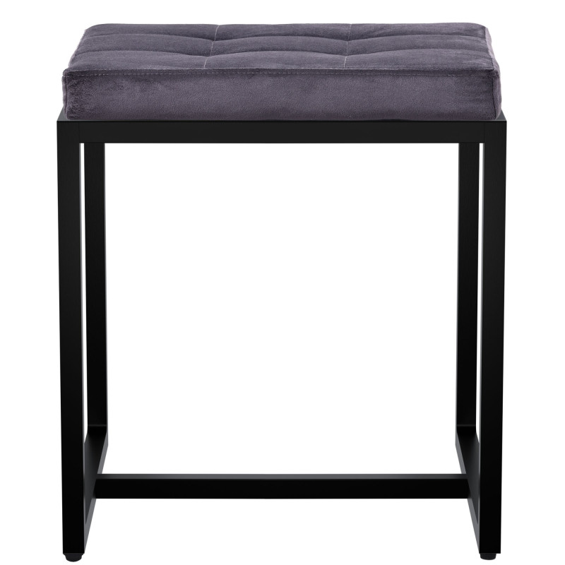 Pouf Barci B en velours gris foncé