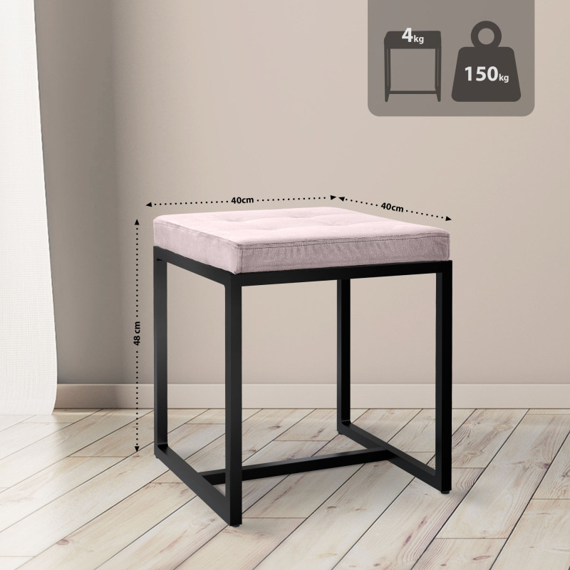 Pouf en velours Barci B gris clair