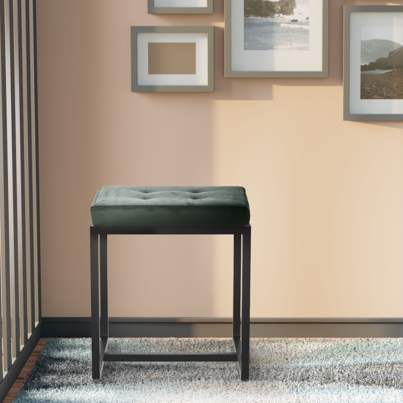 Pouf Barci B en velours vert