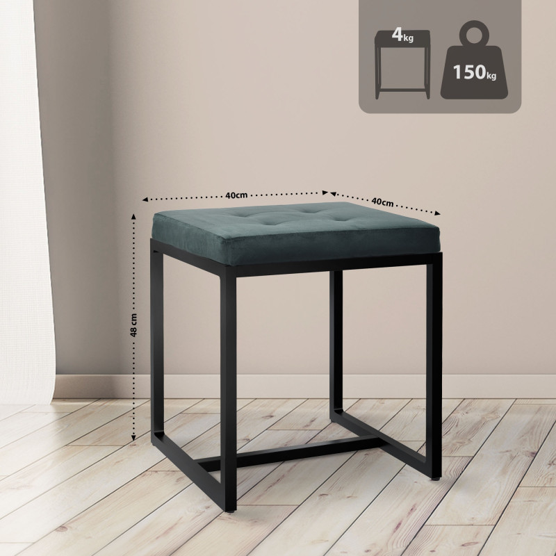 Pouf Barci B en velours vert