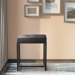 Pouf Barci B en velours noir